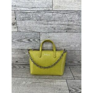 NWOT Ralph Lauren Newbury Mini Bag Yellow Charm Keychain